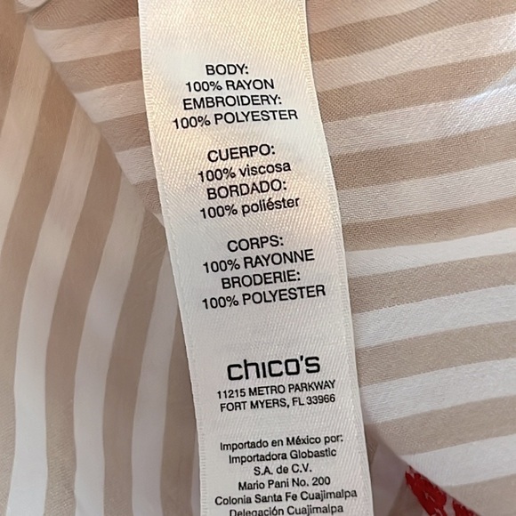 Chico’s Women’s Striped Long Sleeve Button Up Shirt Chico’s Size 1 = US Size M - Picture 4 of 6